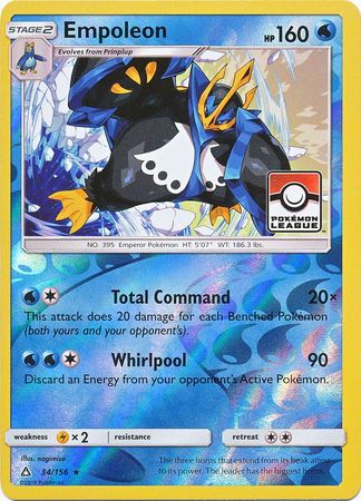 Empoleon (34/156) (League Promo) [Sun & Moon: Ultra Prism] - Dark Crystal Cards