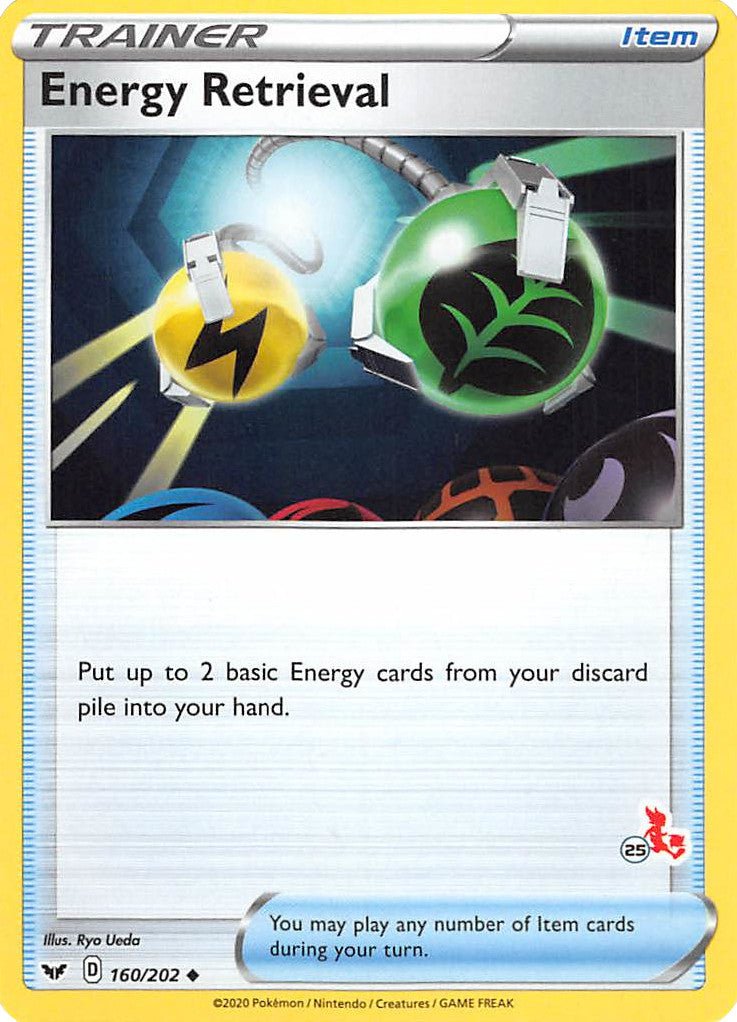 Energy Retrieval (160/202) (Cinderace Stamp #25) [Battle Academy 2022] - Dark Crystal Cards