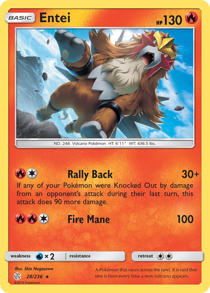 Entei (28/236) [Sun & Moon: Cosmic Eclipse] - Dark Crystal Cards
