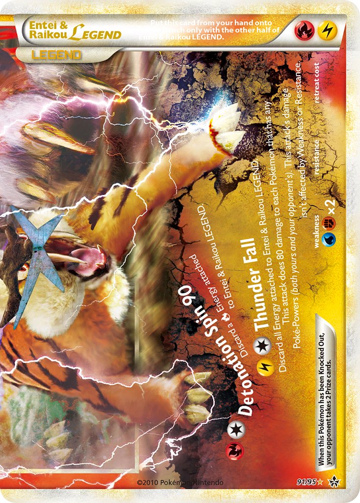 Entei & Raikou LEGEND (91/95) [HeartGold & SoulSilver: Unleashed] - Dark Crystal Cards