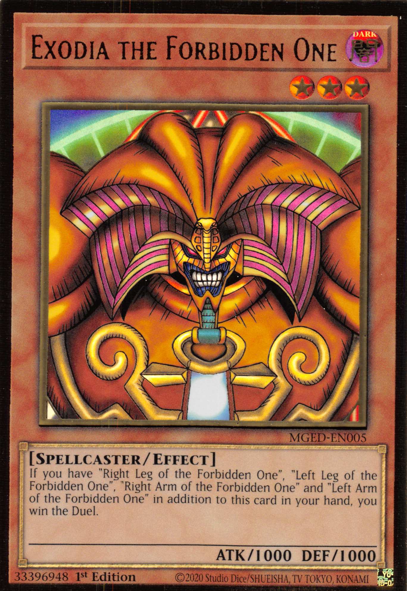 Exodia the Forbidden One [MGED - EN005] Gold Rare - Dark Crystal Cards