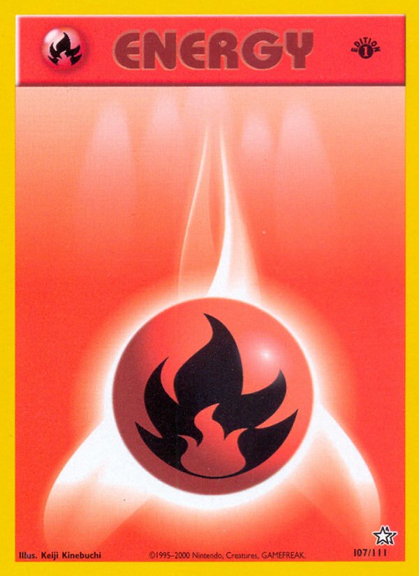 Fire Energy (107/111) [Neo Genesis 1st Edition] - Dark Crystal Cards