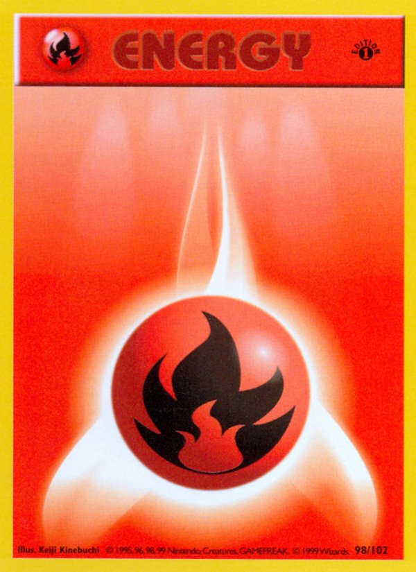 Fire Energy (98/102) (Shadowless) [Base Set 1st Edition] - Dark Crystal Cards