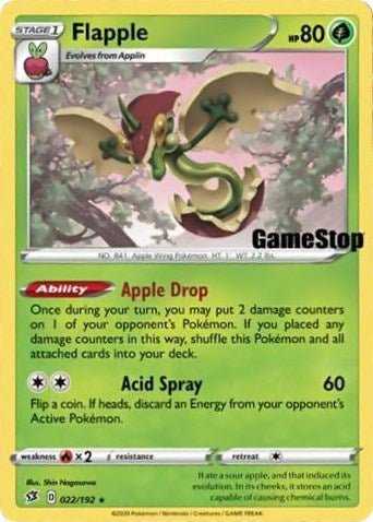 Flapple (022/192) (GameStop Exclusive) [Sword & Shield: Rebel Clash] - Dark Crystal Cards