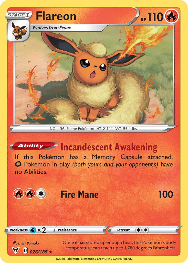 Flareon (026/185) [Sword & Shield: Vivid Voltage] - Dark Crystal Cards