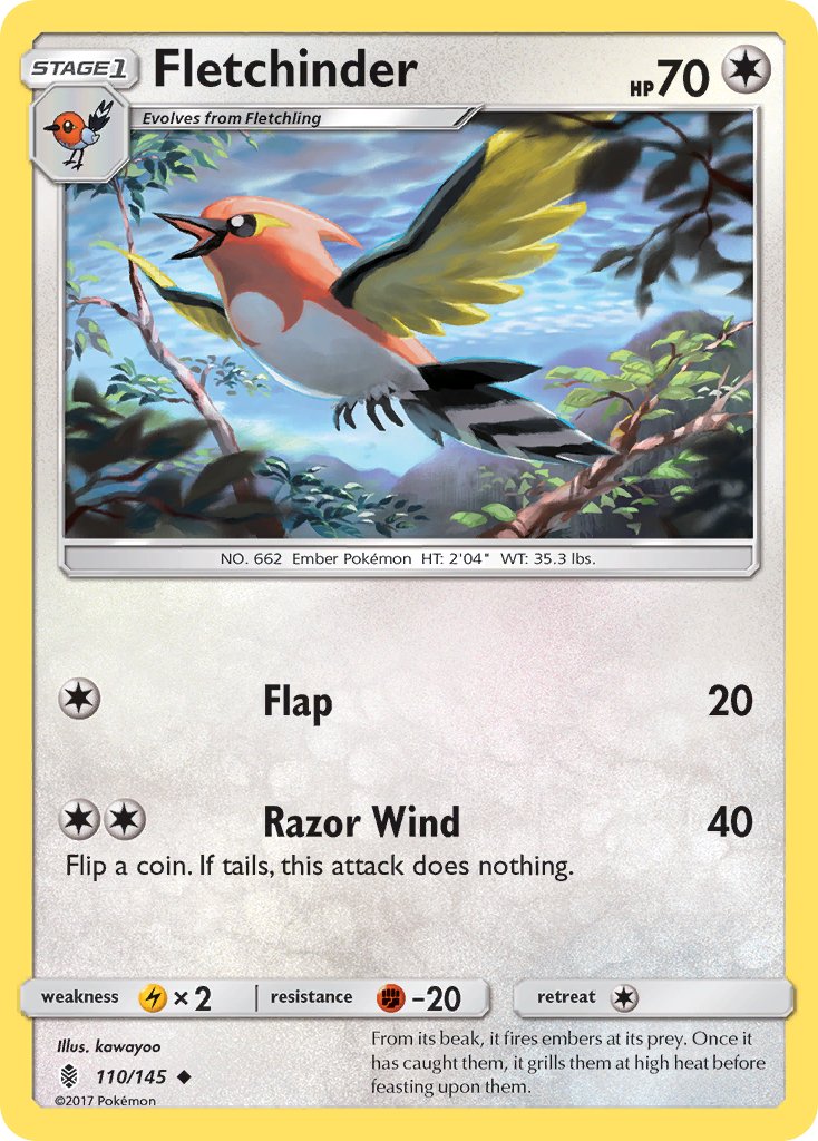 Fletchinder (110/145) [Sun & Moon: Guardians Rising] - Dark Crystal Cards