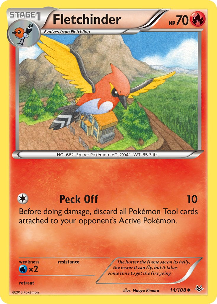 Fletchinder (14/108) [XY: Roaring Skies] - Dark Crystal Cards
