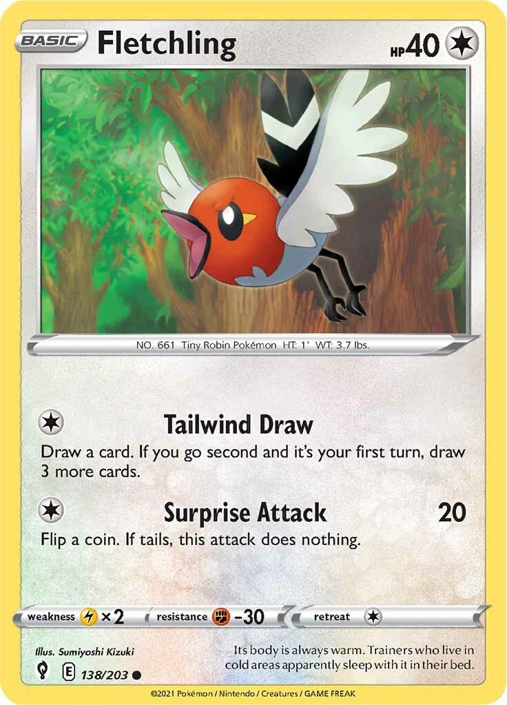 Fletchling (138/203) [Sword & Shield: Evolving Skies] - Dark Crystal Cards