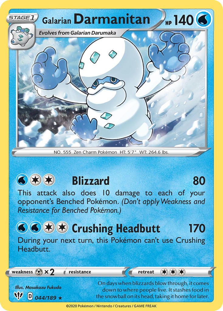 Galarian Darmanitan (044/189) (Cracked Ice Holo) (Theme Deck Exclusive) [Sword & Shield: Darkness Ablaze] - Dark Crystal Cards