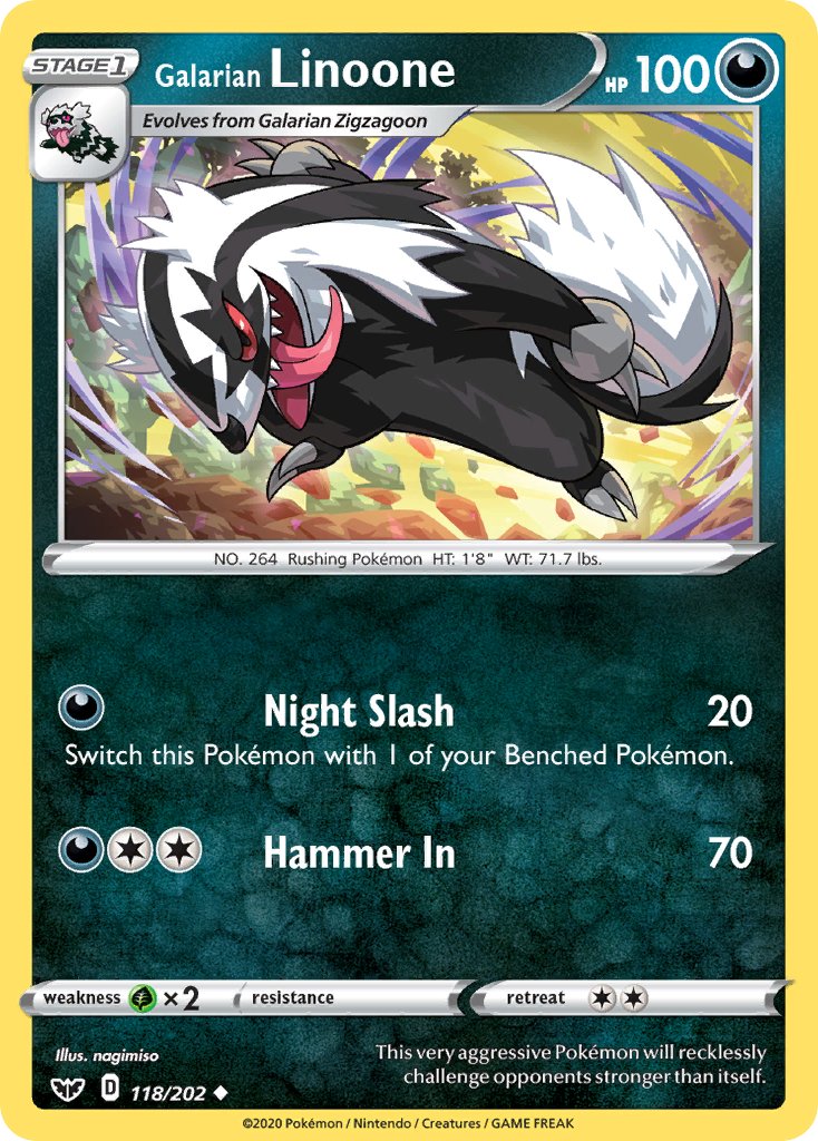 Galarian Linoone (118/202) [Sword & Shield: Base Set] - Dark Crystal Cards