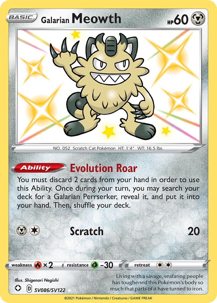 Galarian Meowth (SV086/SV122) [Sword & Shield: Shining Fates] - Dark Crystal Cards
