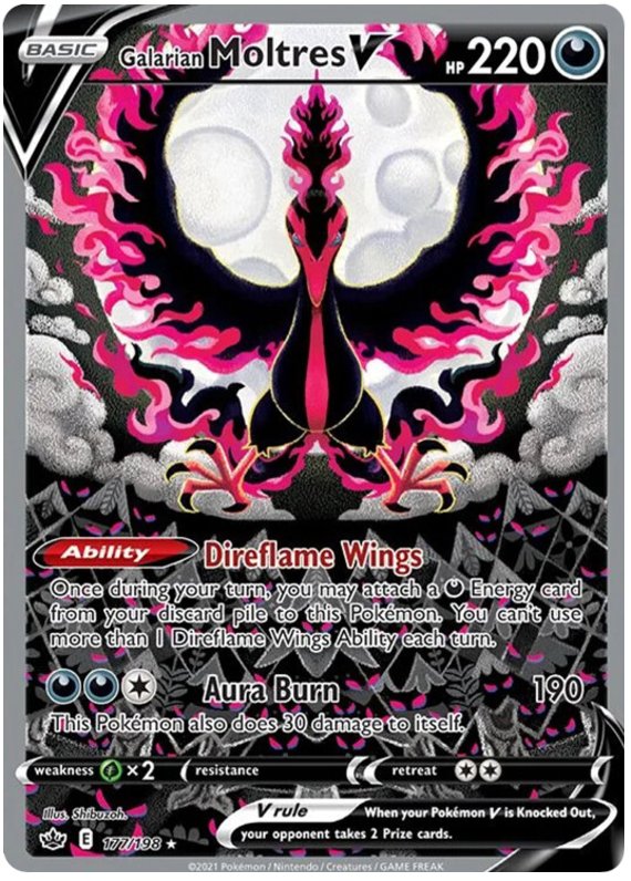 Galarian Moltres V (177/198) [Sword & Shield: Chilling Reign] - Dark Crystal Cards