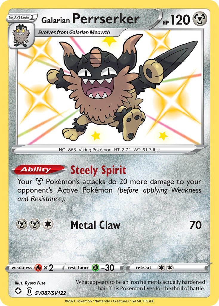 Galarian Perrserker (SV087/SV122) [Sword & Shield: Shining Fates] - Dark Crystal Cards