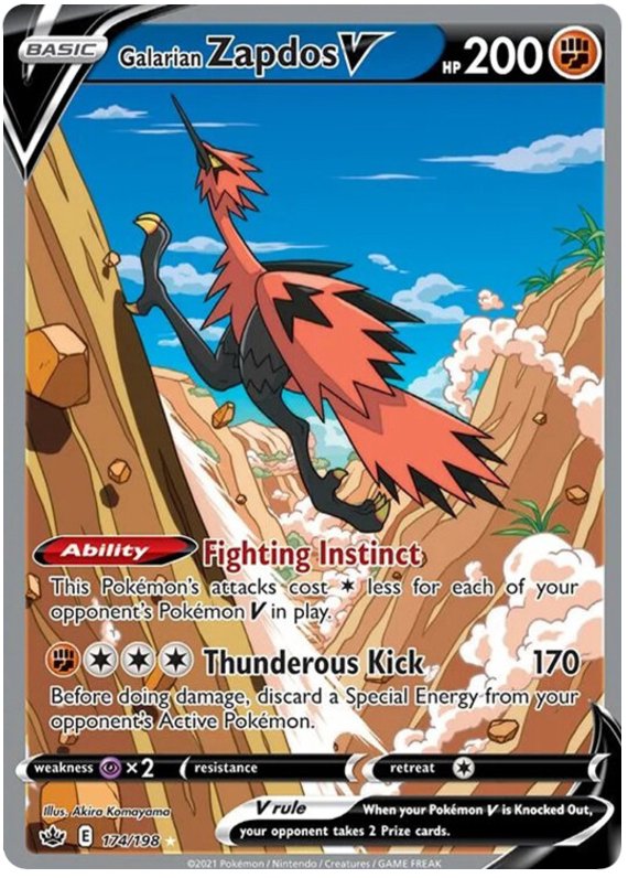 Galarian Zapdos V (174/198) [Sword & Shield: Chilling Reign] - Dark Crystal Cards