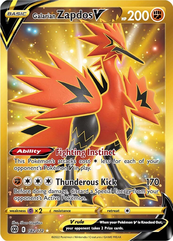 Galarian Zapdos V (182/172) [Sword & Shield: Brilliant Stars] - Dark Crystal Cards