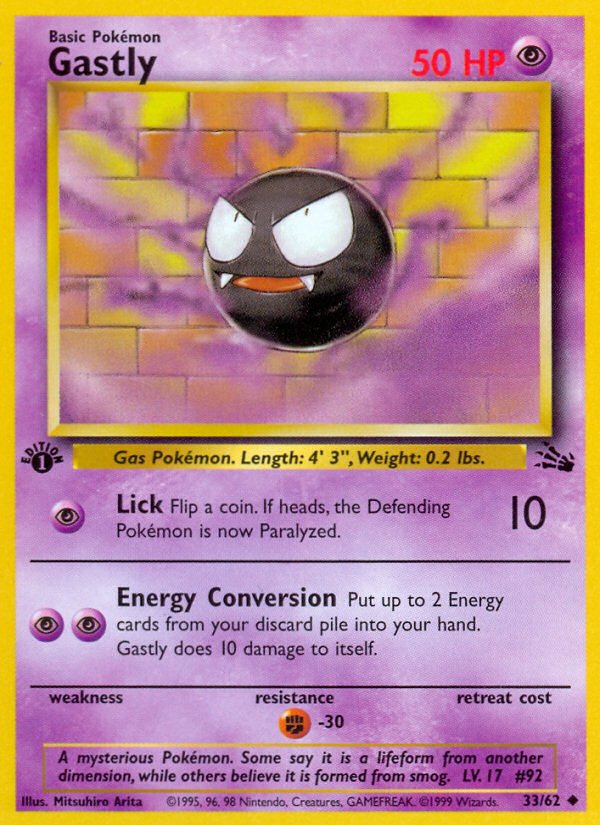 Gastly (33/62) [Fossil 1st Edition] - Dark Crystal Cards