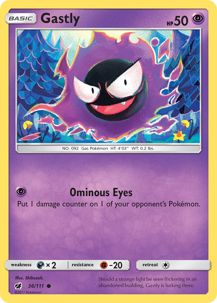 Gastly (36/111) [Sun & Moon: Crimson Invasion] - Dark Crystal Cards