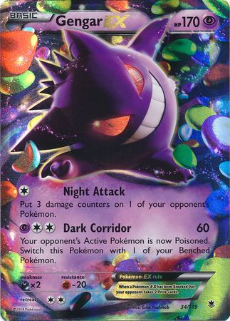Gengar EX (34/119) (Jumbo Card) [XY: Phantom Forces] - Dark Crystal Cards
