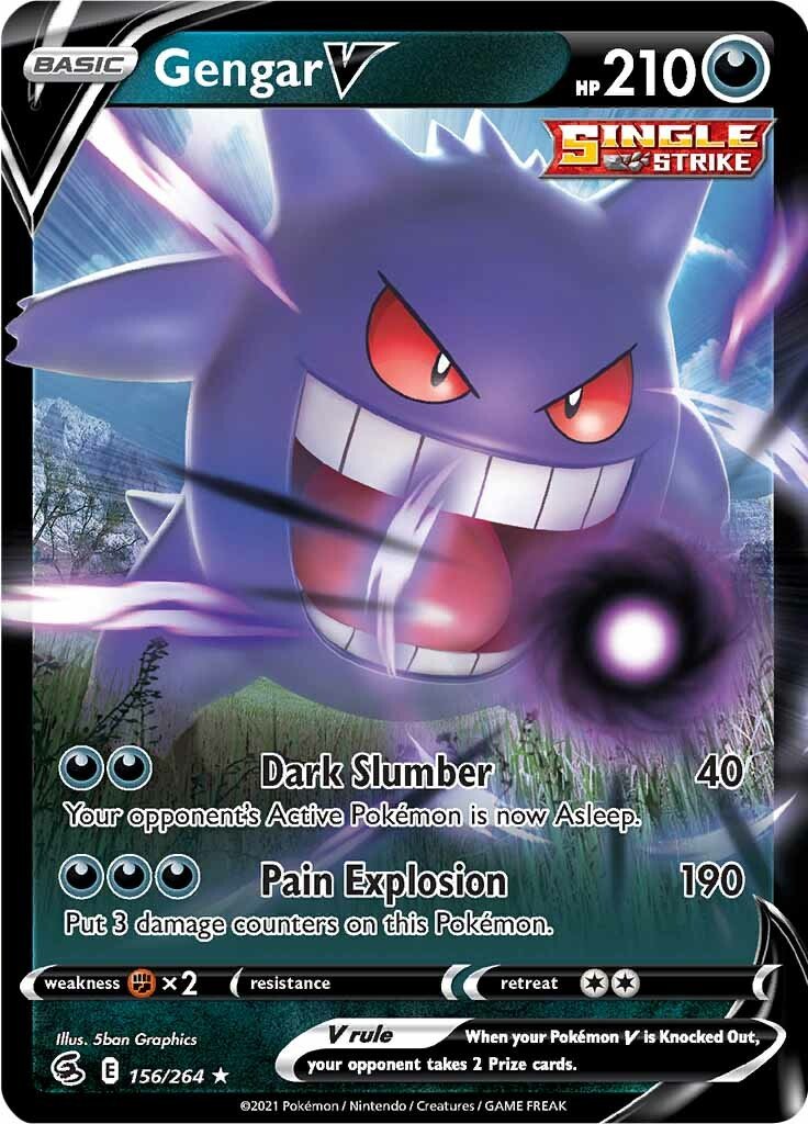 Gengar V (156/264) [Sword & Shield: Fusion Strike] - Dark Crystal Cards