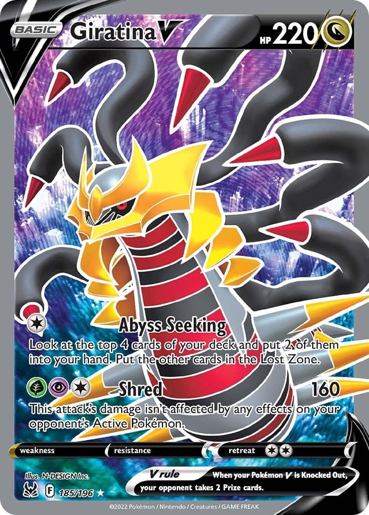 Giratina V (185/196) [Sword & Shield: Lost Origin] - Dark Crystal Cards