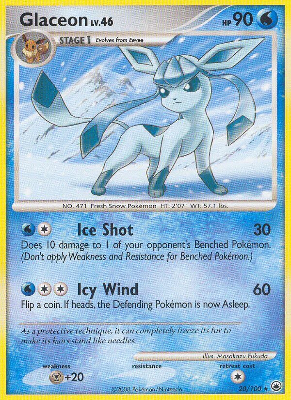 Glaceon (20/100) (Theme Deck Exclusive) [Diamond & Pearl: Majestic Dawn] - Dark Crystal Cards