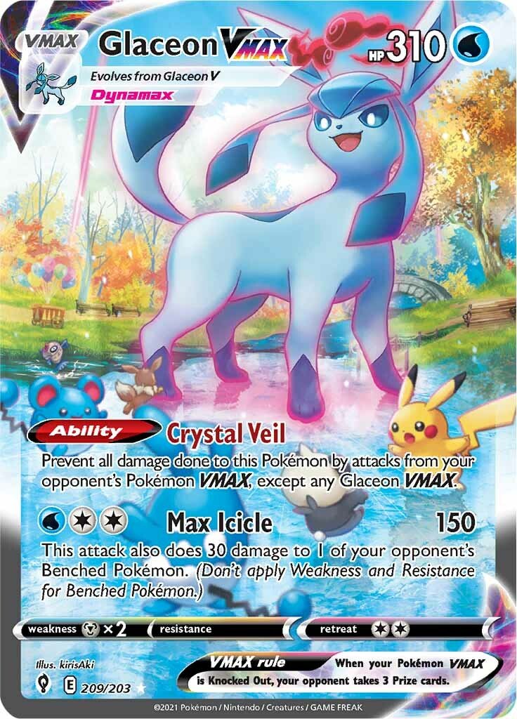 Glaceon VMAX (209/203) [Sword & Shield: Evolving Skies] - Dark Crystal Cards