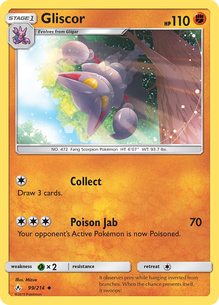 Gliscor (99/214) [Sun & Moon: Unbroken Bonds] - Dark Crystal Cards