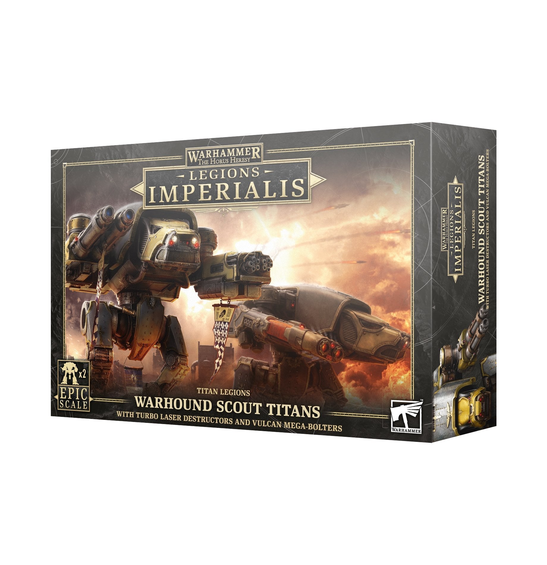 Legions Imperialis Titan Legions Warhound Scout Titans with Turbo Laster Destructors and Vulcan Mega - Boulters - Dark Crystal Cards