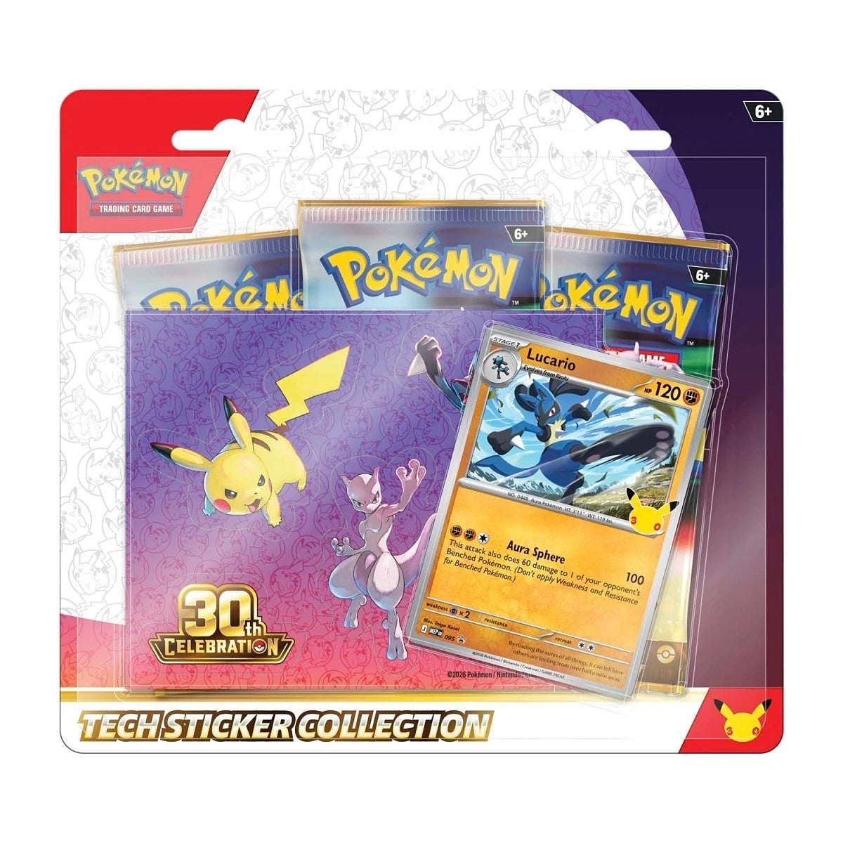 Pokémon 30th Celebration Tech Sticker Collection 3 Pack Blister Lucario Pre-order